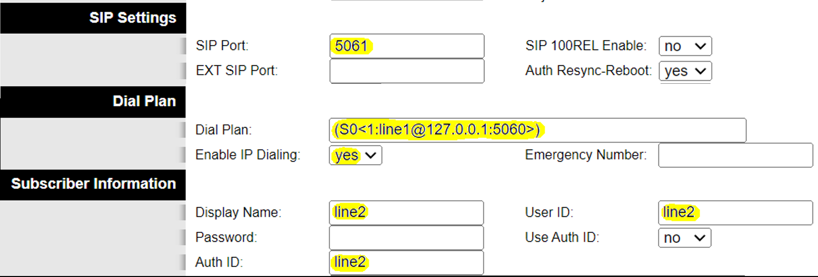 ATA Configuration - Line 2 Settings