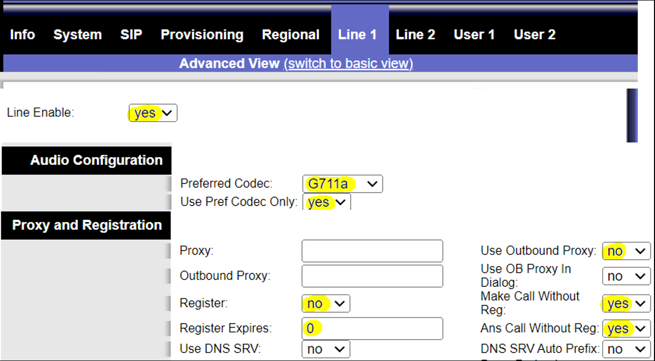 ATA Configuration - Common Line Settings