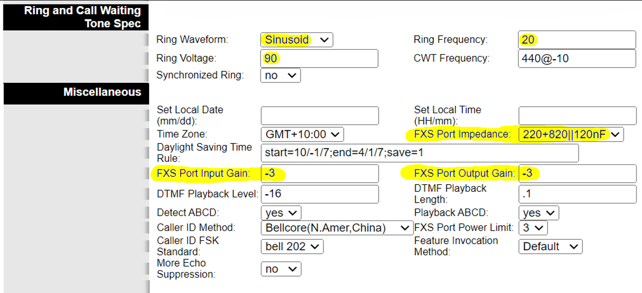 ATA Configuration - Regional Settings